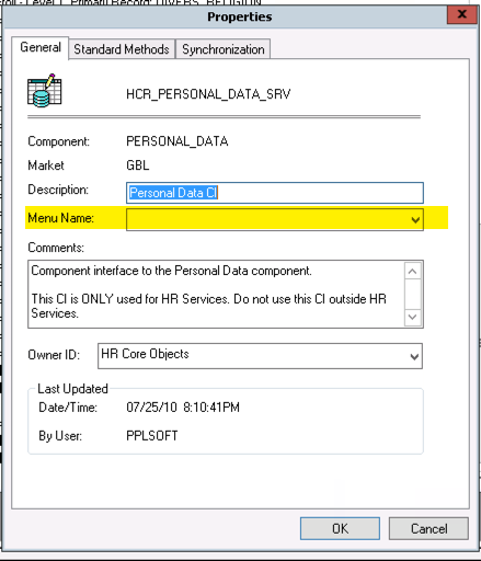 CI Definition without a menu